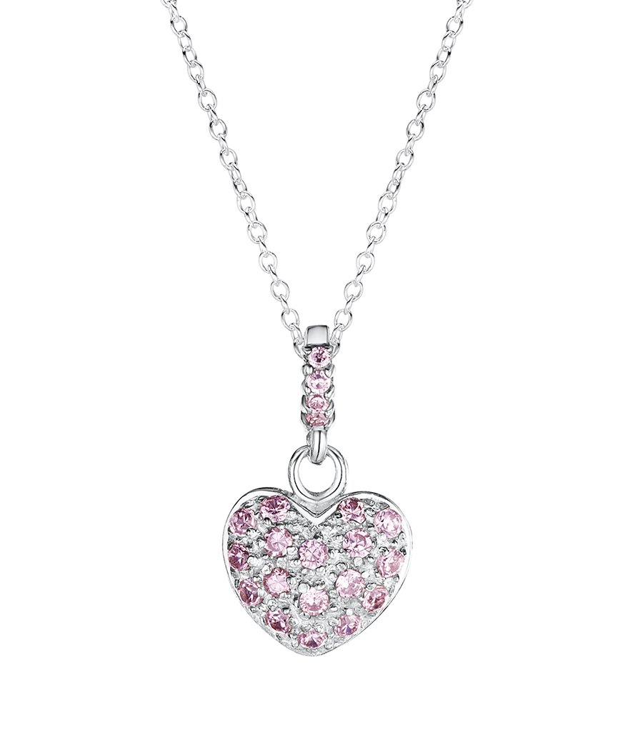 jo for girls sterling silver and mulit pink cz heart pendant