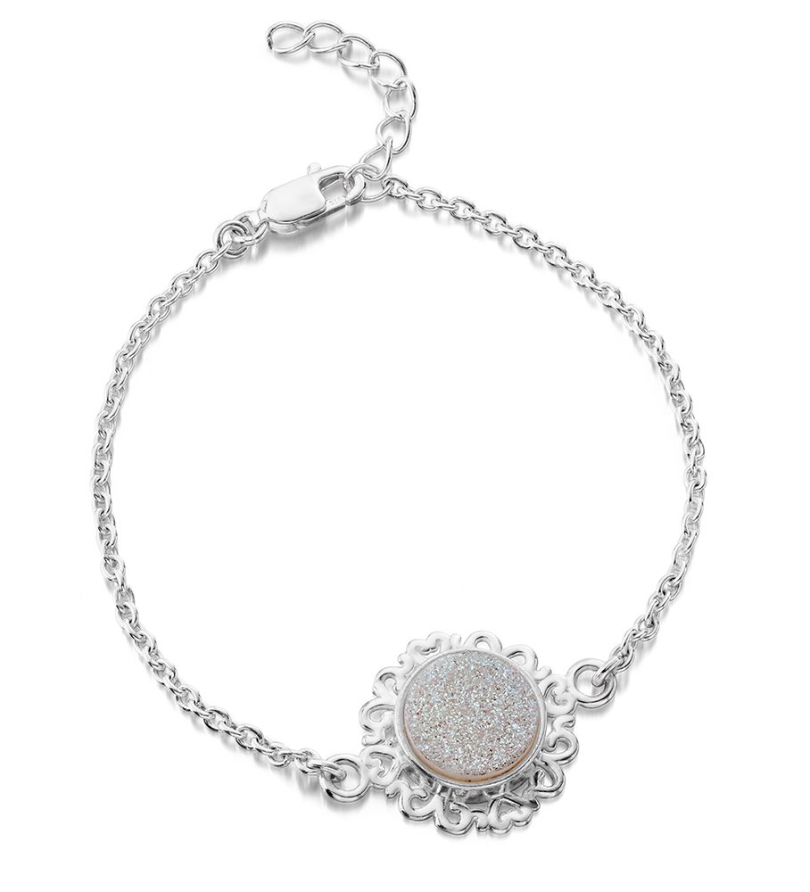 jo for girls sterling silver and white druzy bracelet