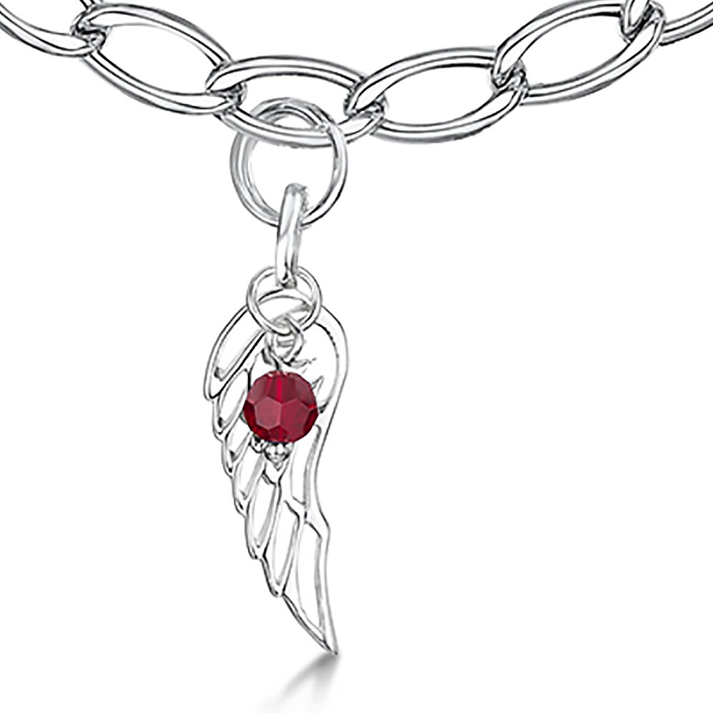 jo for girls sterling silver angel wing bracelet with january-june swarovski birthstone