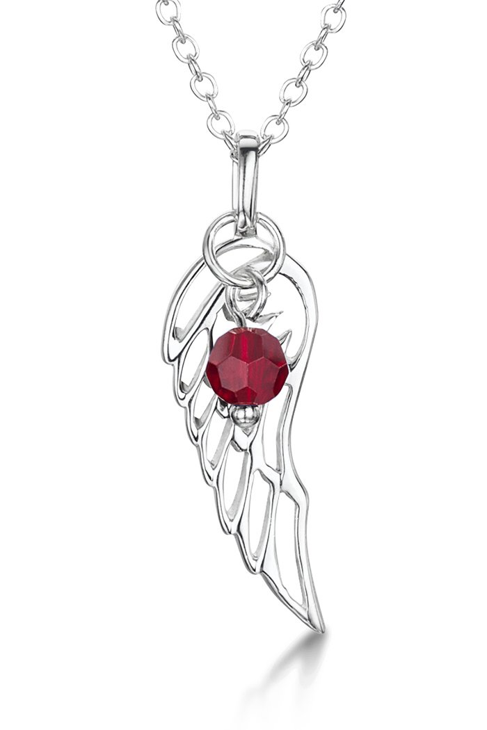 jo for girls sterling silver angel wing with january swarovski birthstone