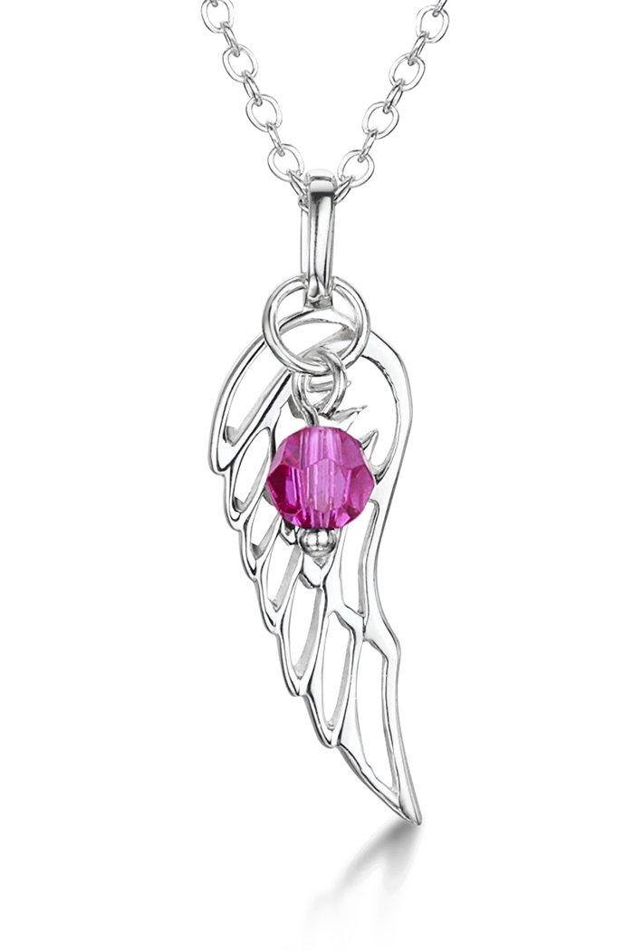 jo for girls sterling silver angel wing with july swarovski birthstone