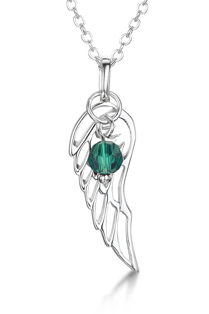 jo for girls sterling silver angel wing with may swarovski birthstone