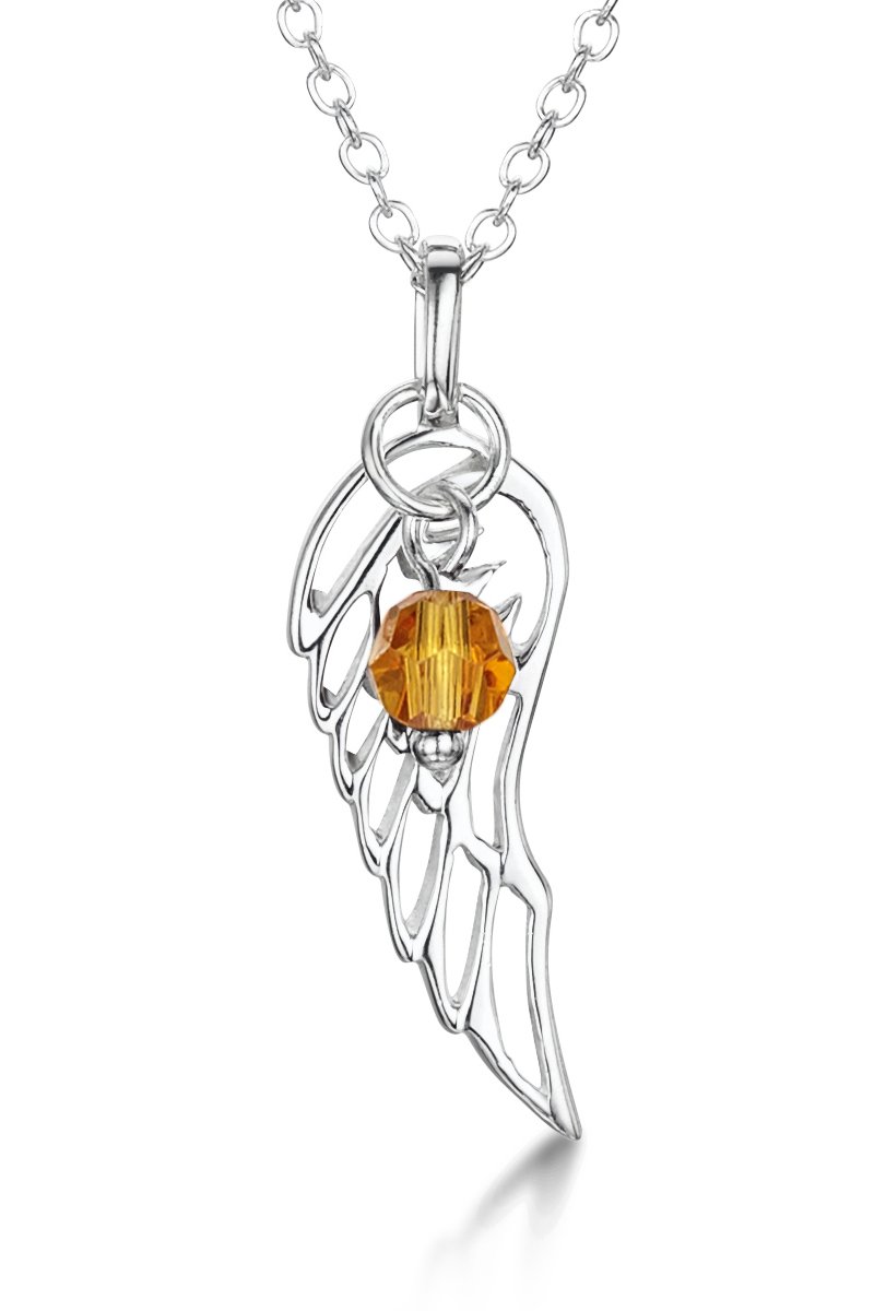 jo for girls sterling silver angel wing with november swarovski