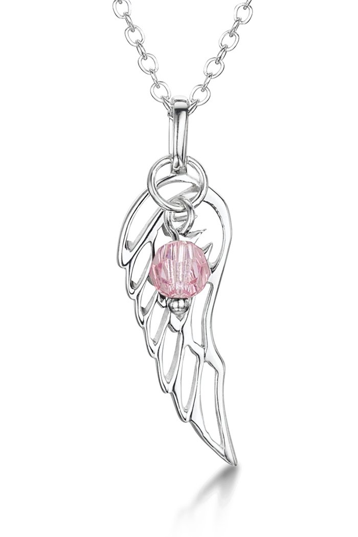 jo for girls sterling silver angel wing with october swarovski