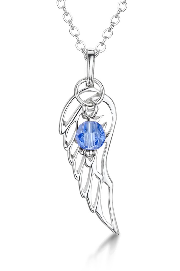 jo for girls sterling silver angel wing with september swarovski
