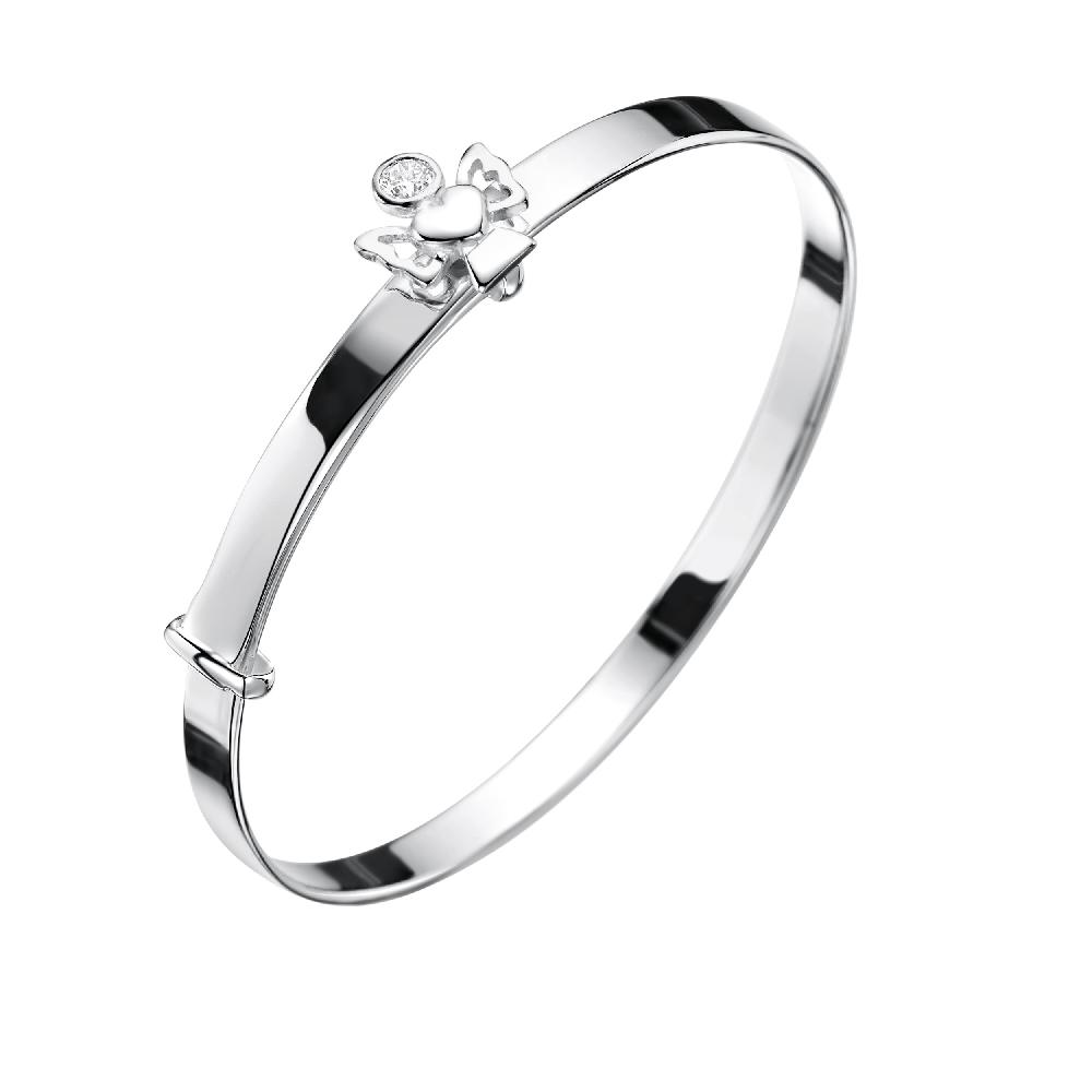 jo for girls sterling silver april birthstone angel bangle