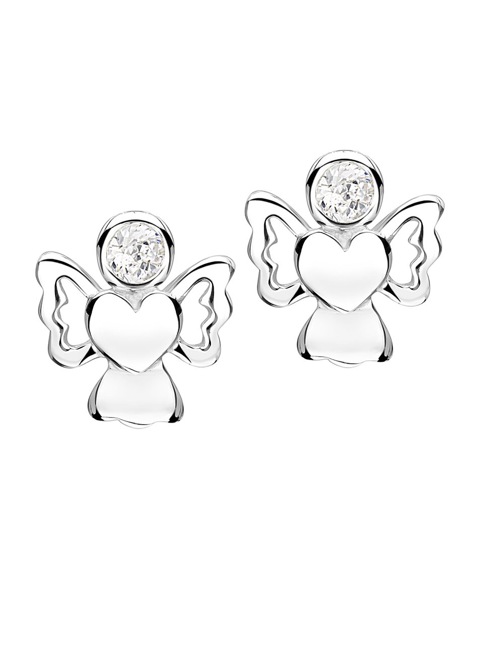 jo for girls sterling silver april birthstone angel stud earrings