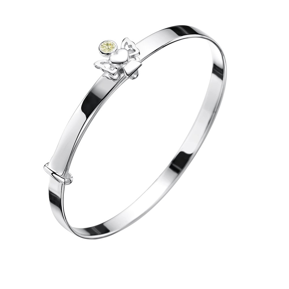 jo for girls sterling silver august birthstone angel bangle