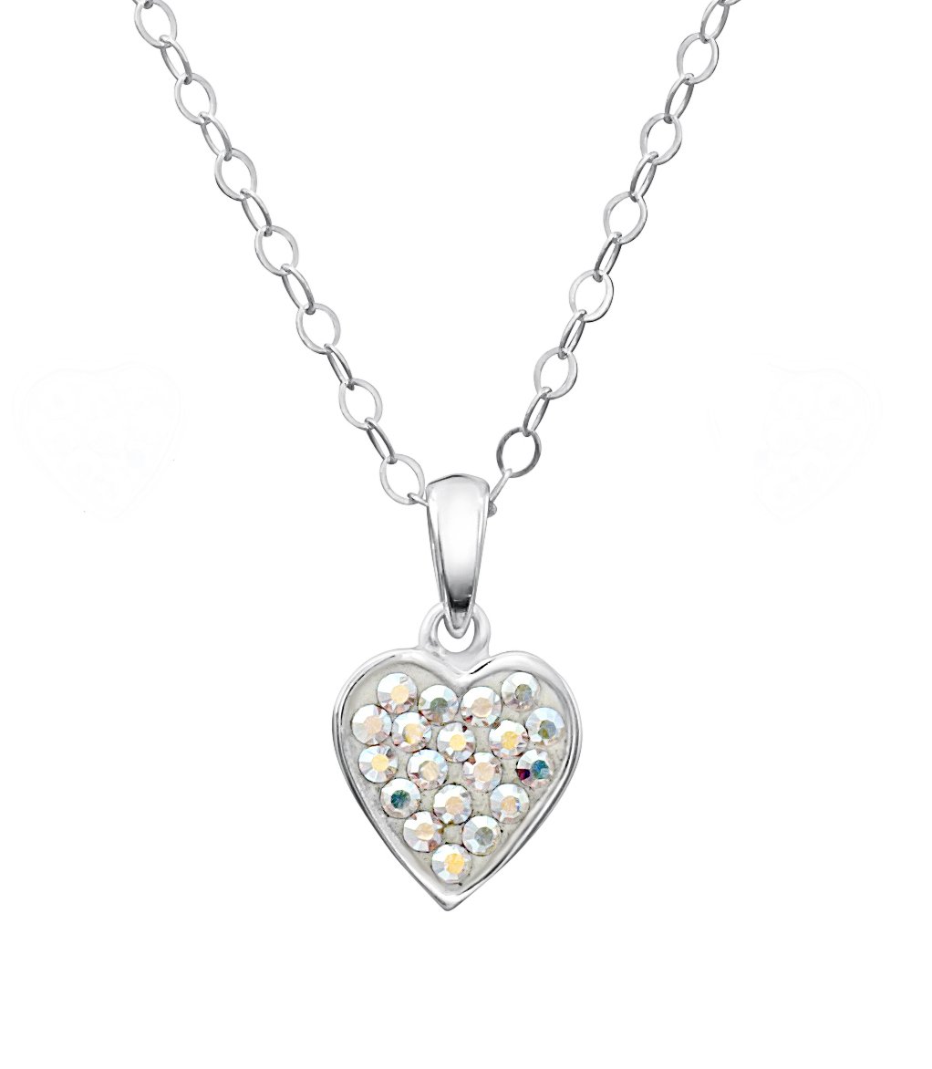 jo for girls sterling silver aurora borealis heart pendant