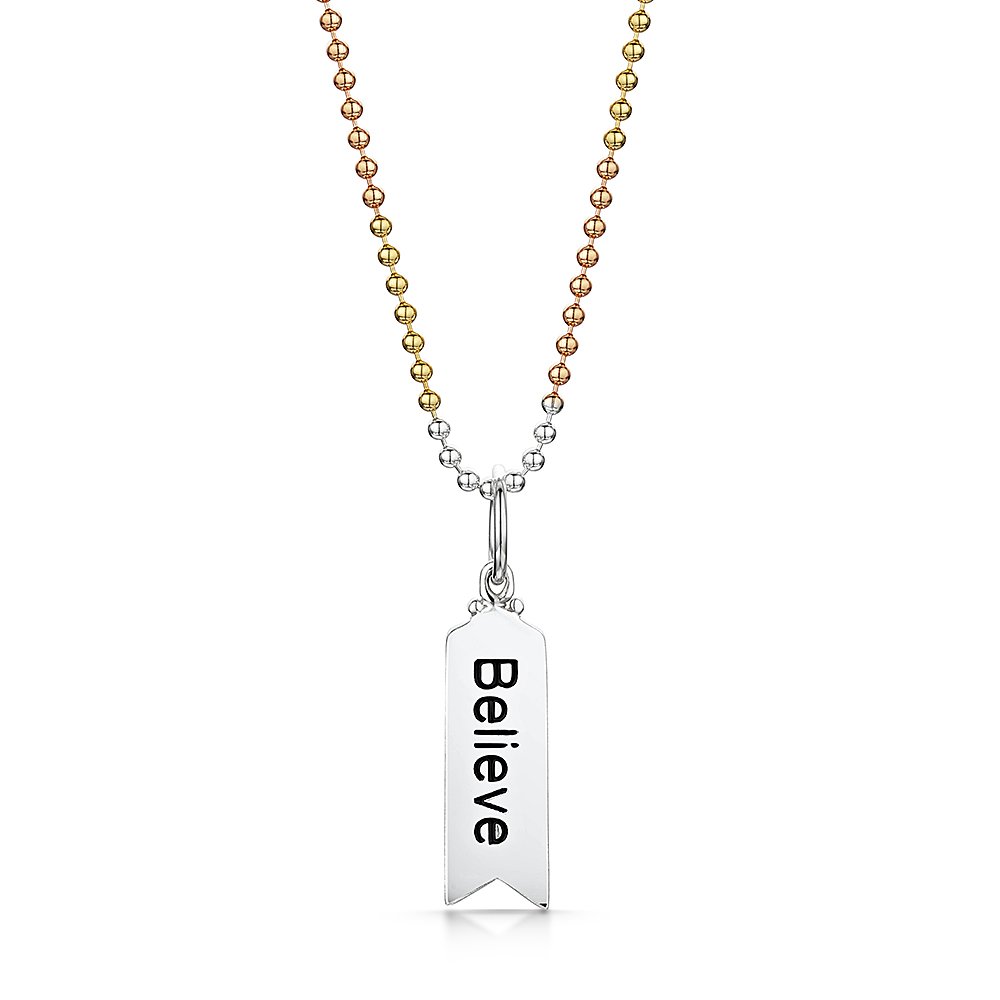 Jo For Girls Sterling Silver Believe Banner Pendant