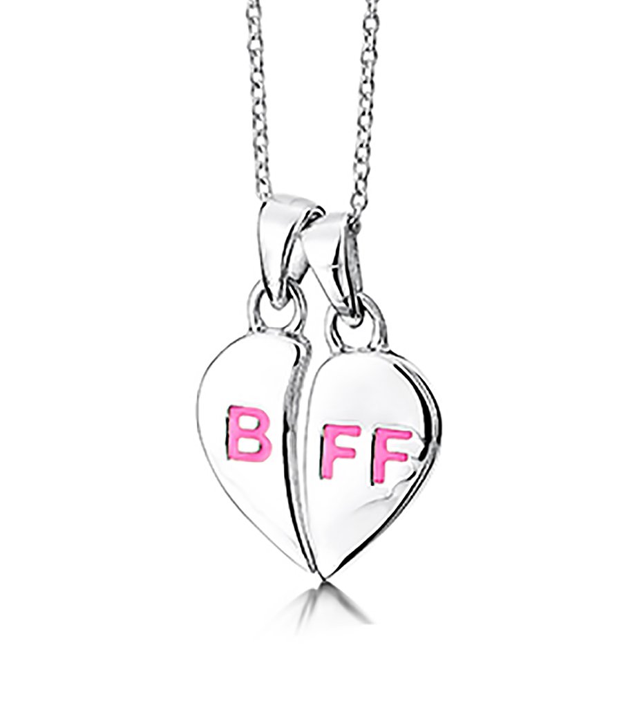 jo for girls sterling silver bff split heart pendant