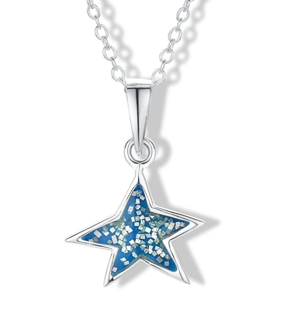 jo for girls sterling silver blue glitter star pendant