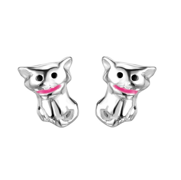 jo for girls sterling silver 'cat with attitude' stud earrings