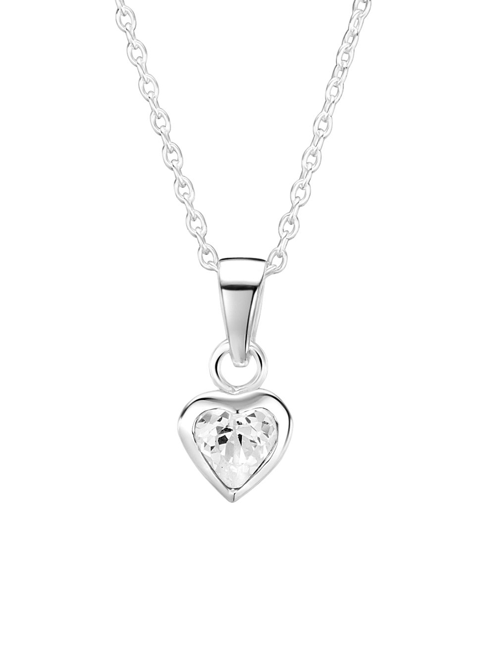 jo for girls sterling silver clear cz heart pendant