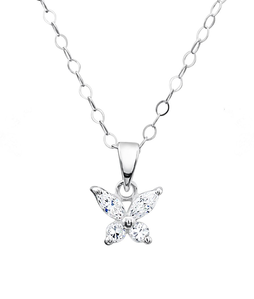 jo for girls sterling silver cubic zirconia butterfly pendant