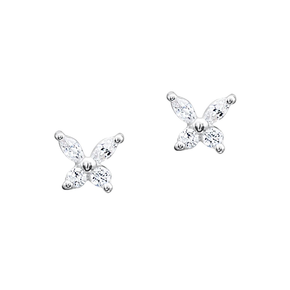 jo for girls sterling silver cubic zirconia butterfly stud earrings