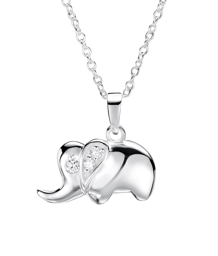 jo for girls sterling silver cubic zirconia elephant pendant