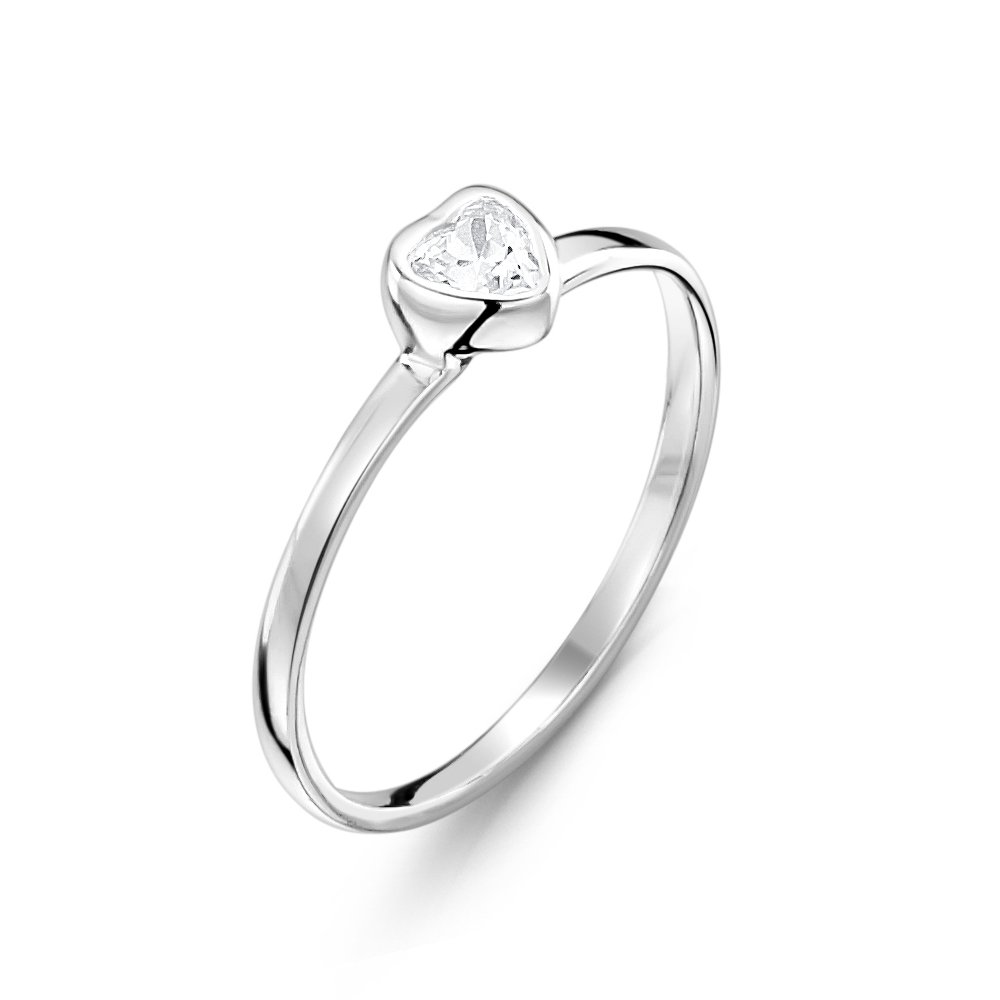 jo for girls sterling silver cubic zirconia heart ring