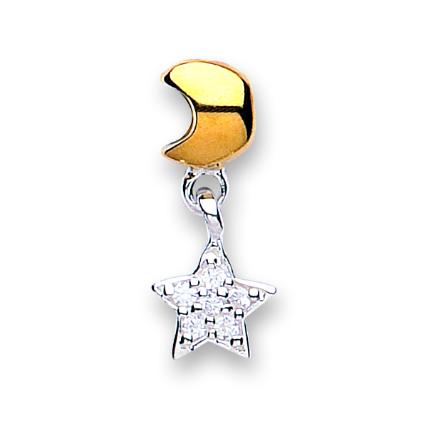 jo for girls sterling silver cubic zirconia star/gold plated moon