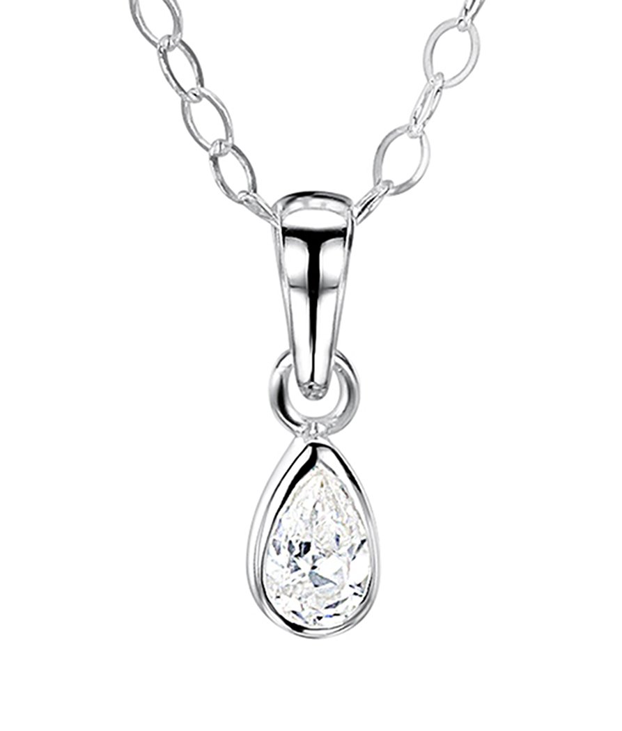 jo for girls sterling silver cubic zirconia teardrop pendant