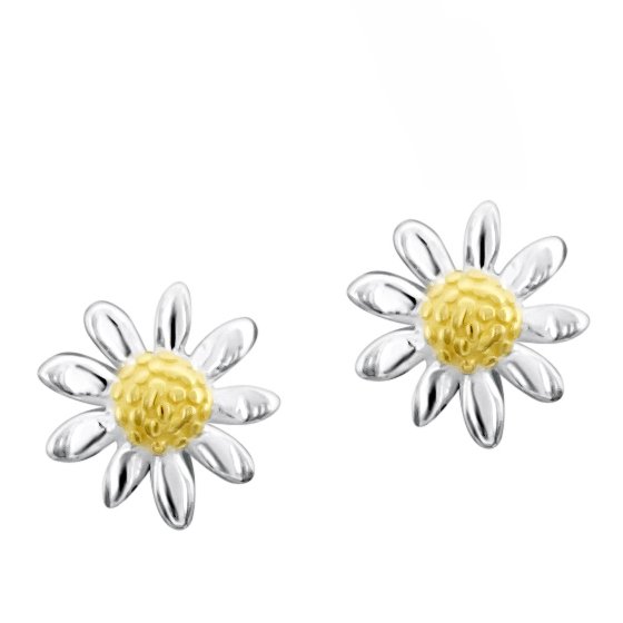 jo for girls sterling silver daisy stud earrings gold plated centre