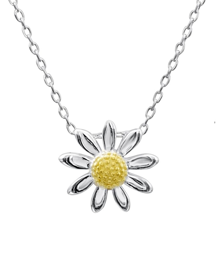 jo for girls sterling silver daisy with gold plated centre