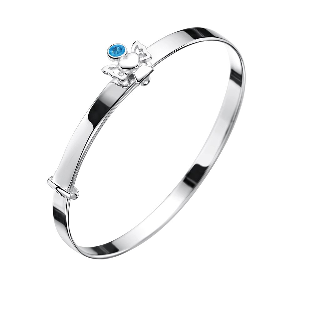jo for girls sterling silver december birthstone angel bangle
