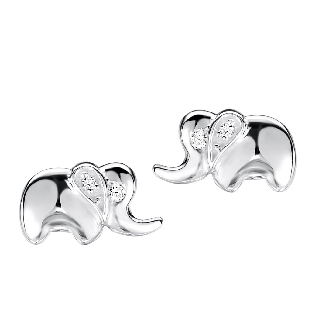 jo for girls sterling silver elephant stud earrings