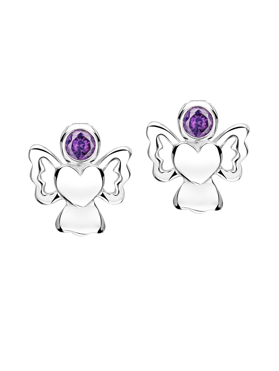 jo for girls sterling silver february birthstone angel stud earrings