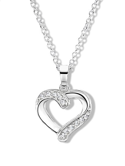 jo for girls sterling silver heart with cubic zirconia