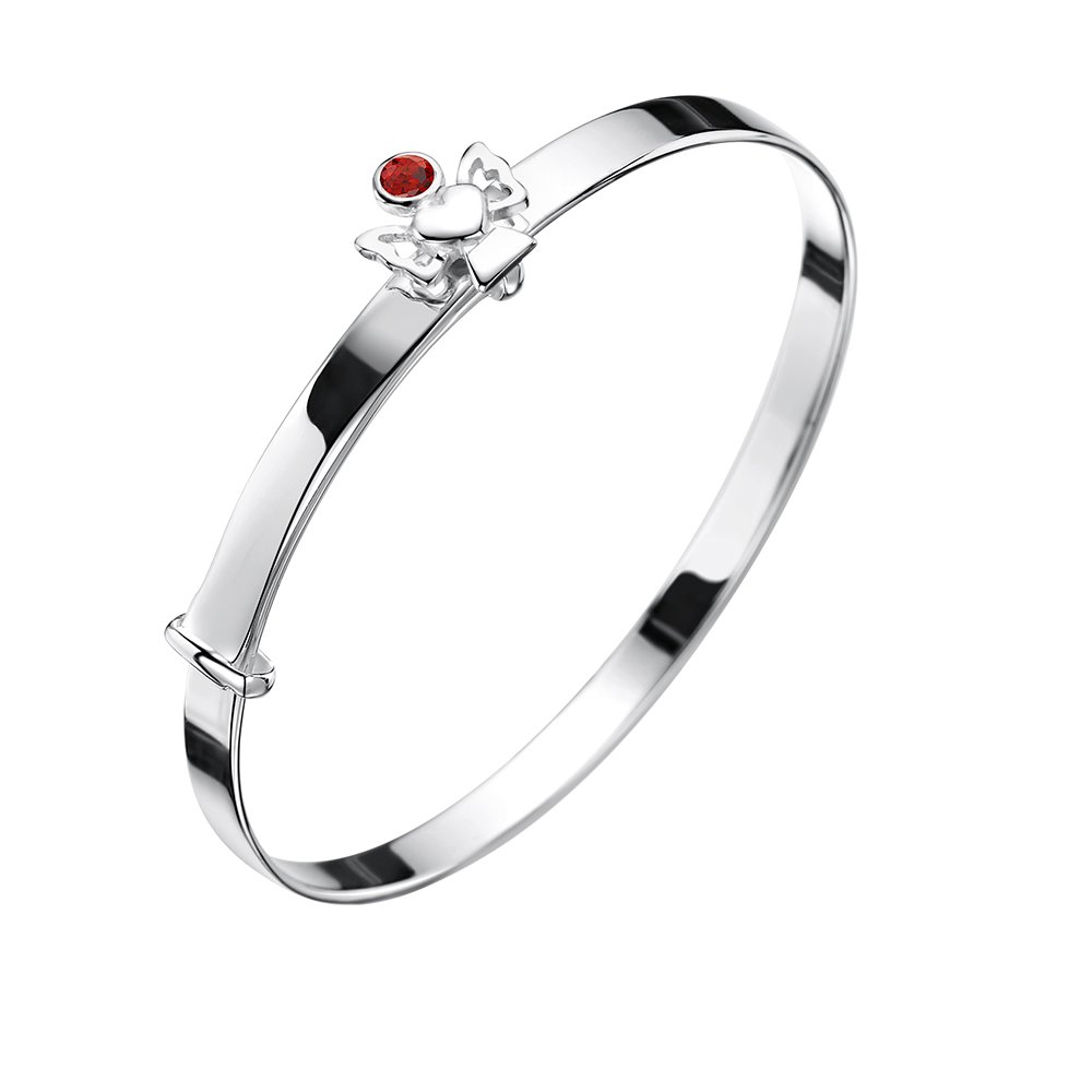 jo for girls sterling silver january birthstone angel bangle