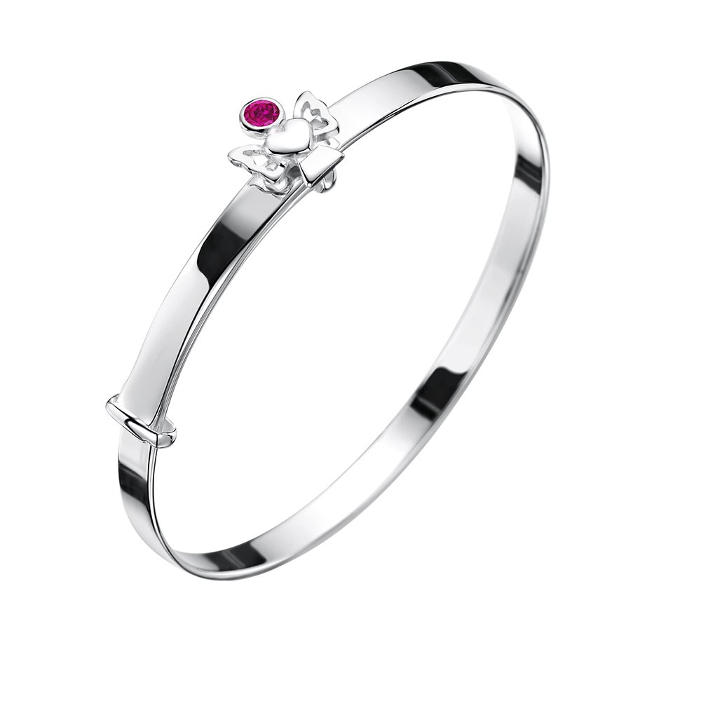 jo for girls sterling silver july birthstone angel bangle