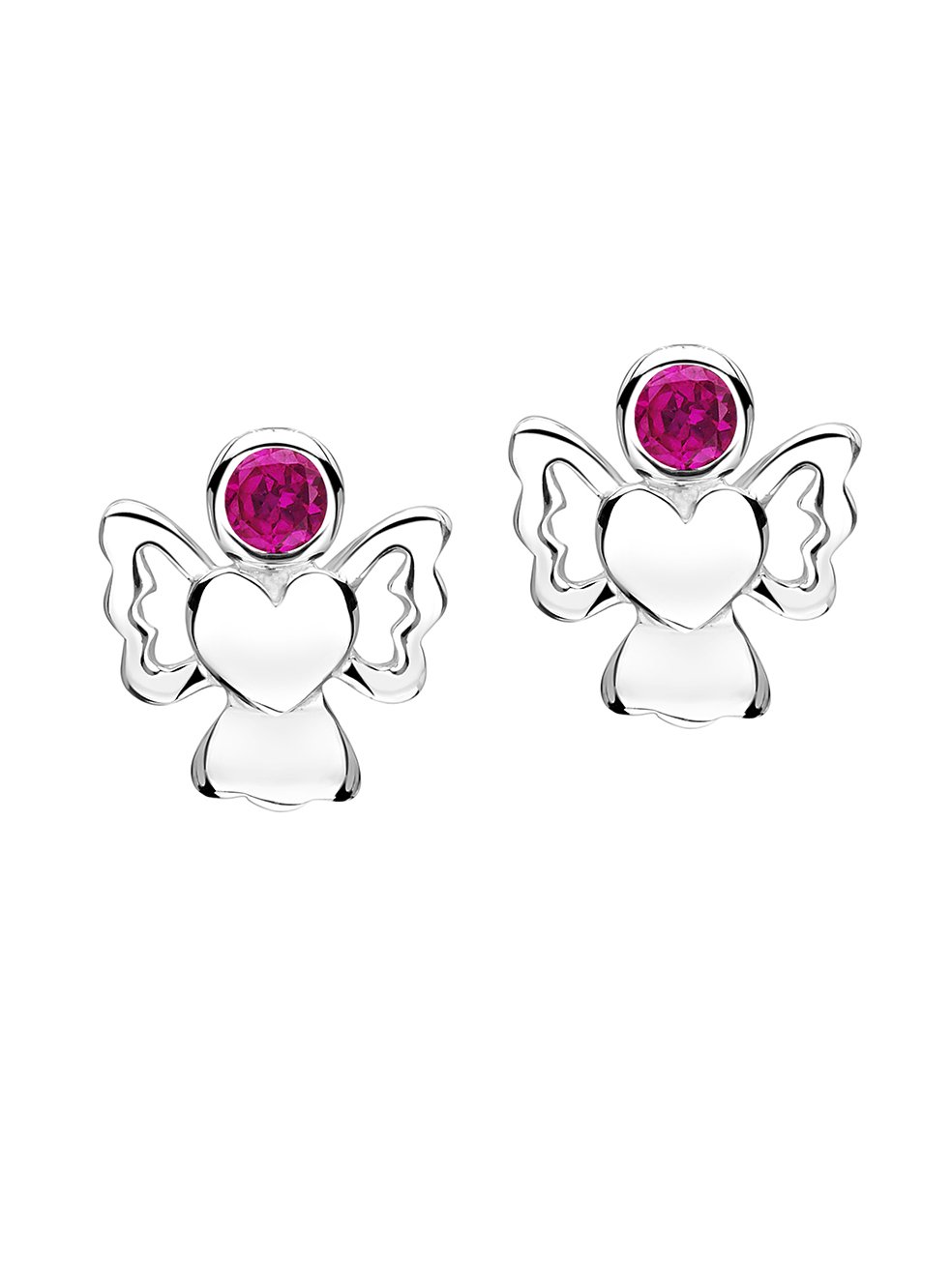 jo for girls sterling silver july birthstone angel stud earrings