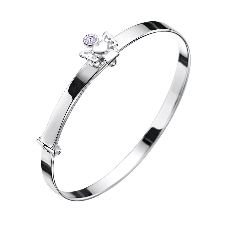jo for girls sterling silver june birthstone angel bangle