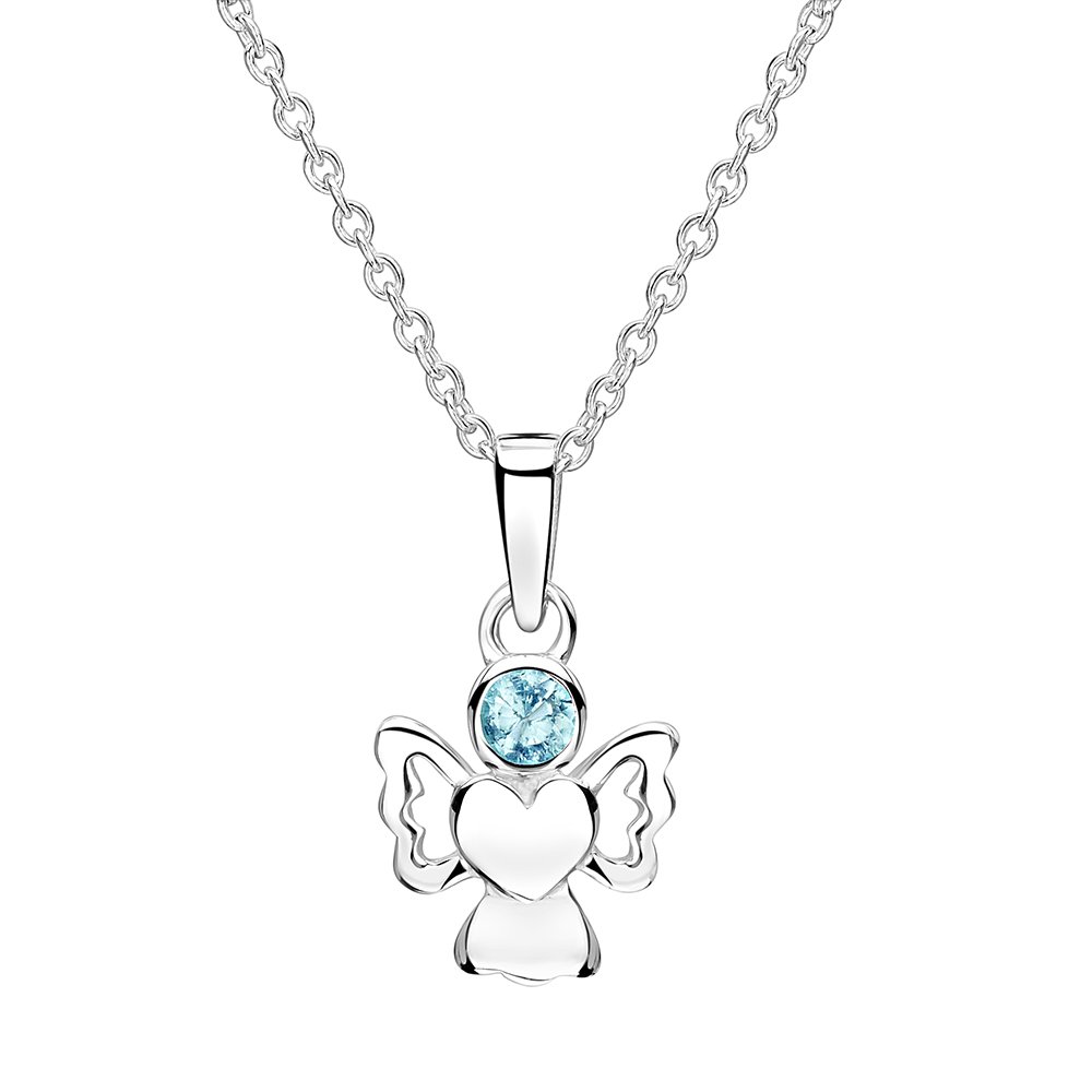 jo for girls sterling silver march birthstone angel pendant