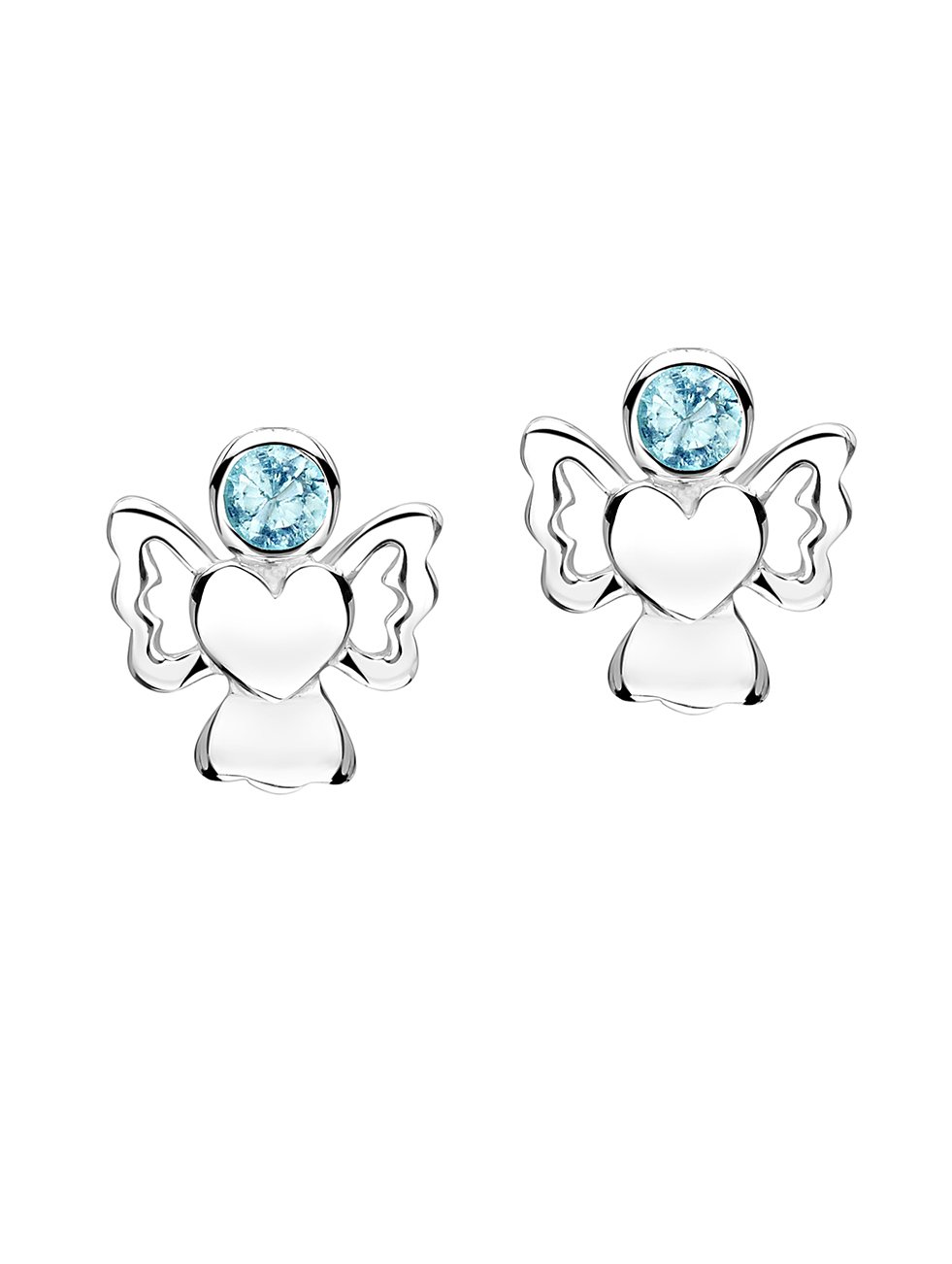 jo for girls sterling silver march birthstone angel stud earrings