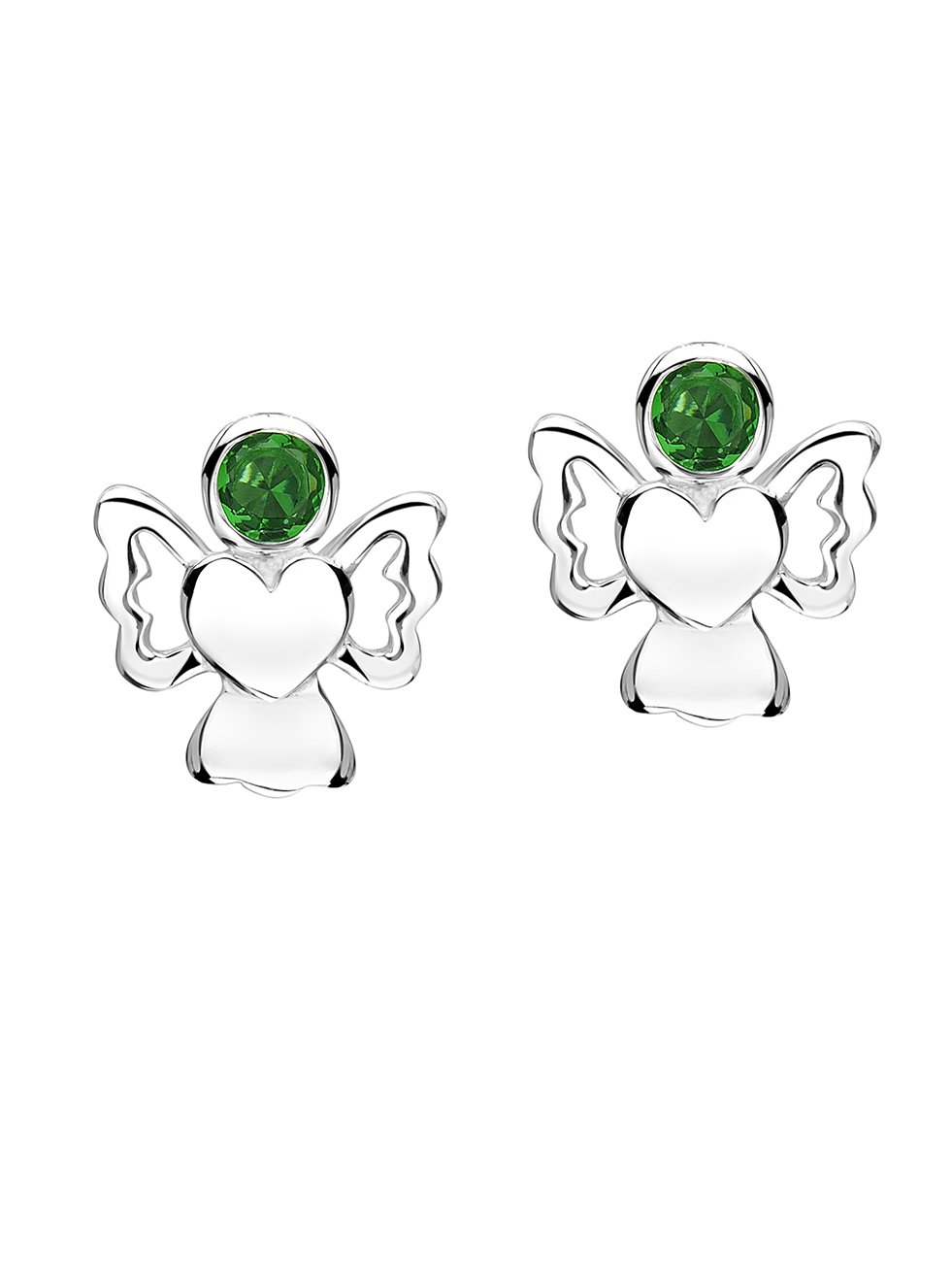 jo for girls sterling silver may birthstone angel stud earrings