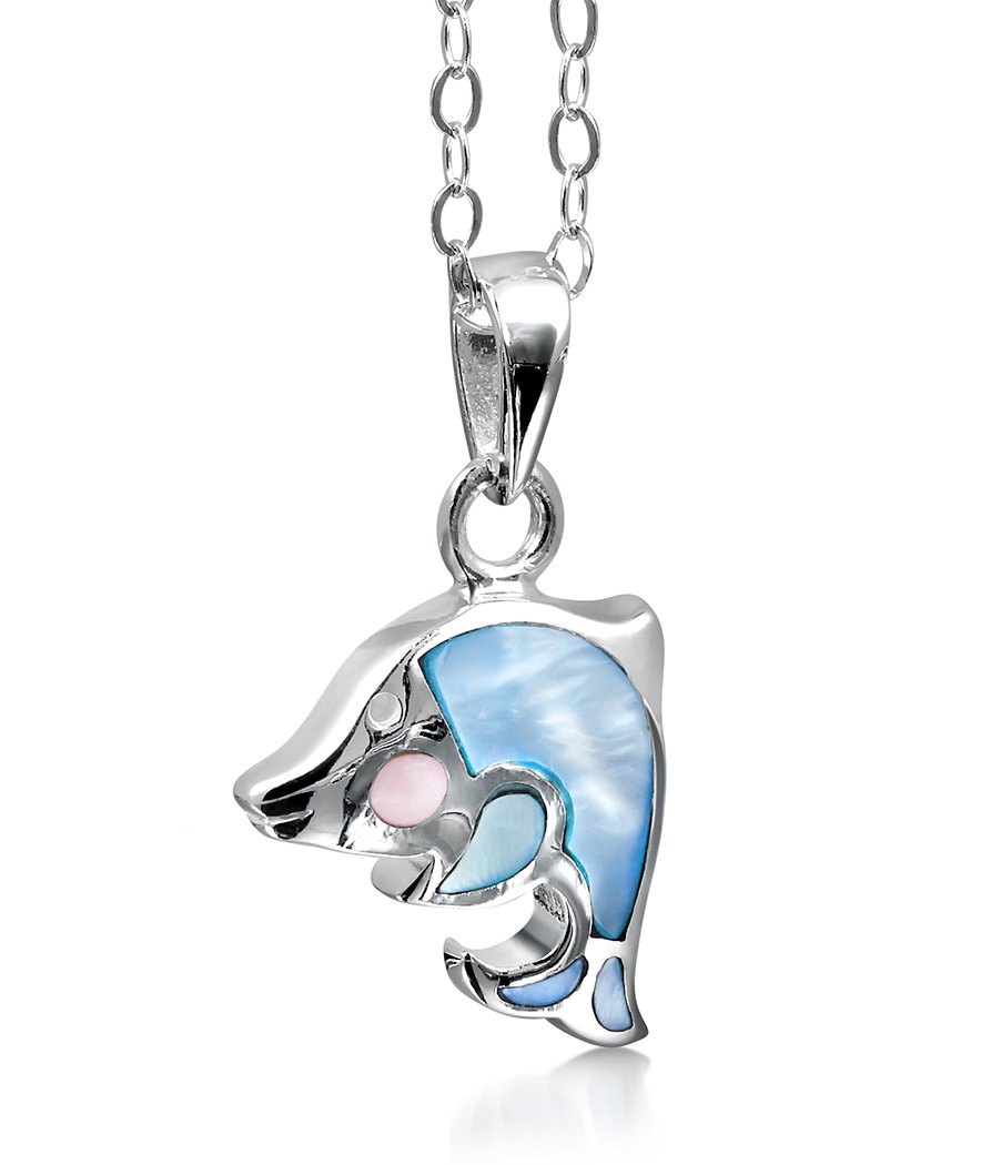 jo for girls sterling silver mother of pearl dolphin pendant