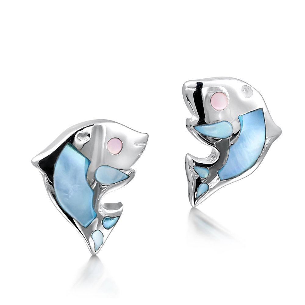 jo for girls sterling silver mother of pearl dolphin stud earrings