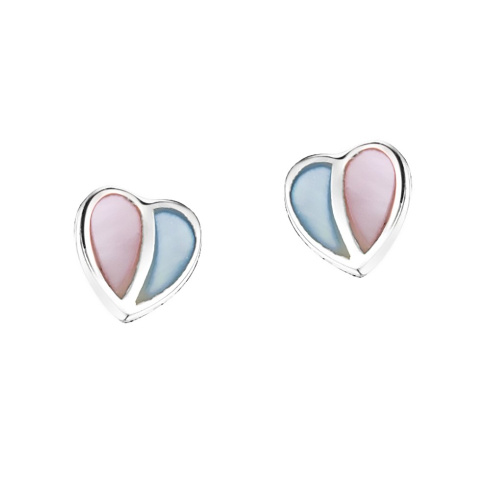 jo for girls sterling silver mother of pearl heart stud earrings