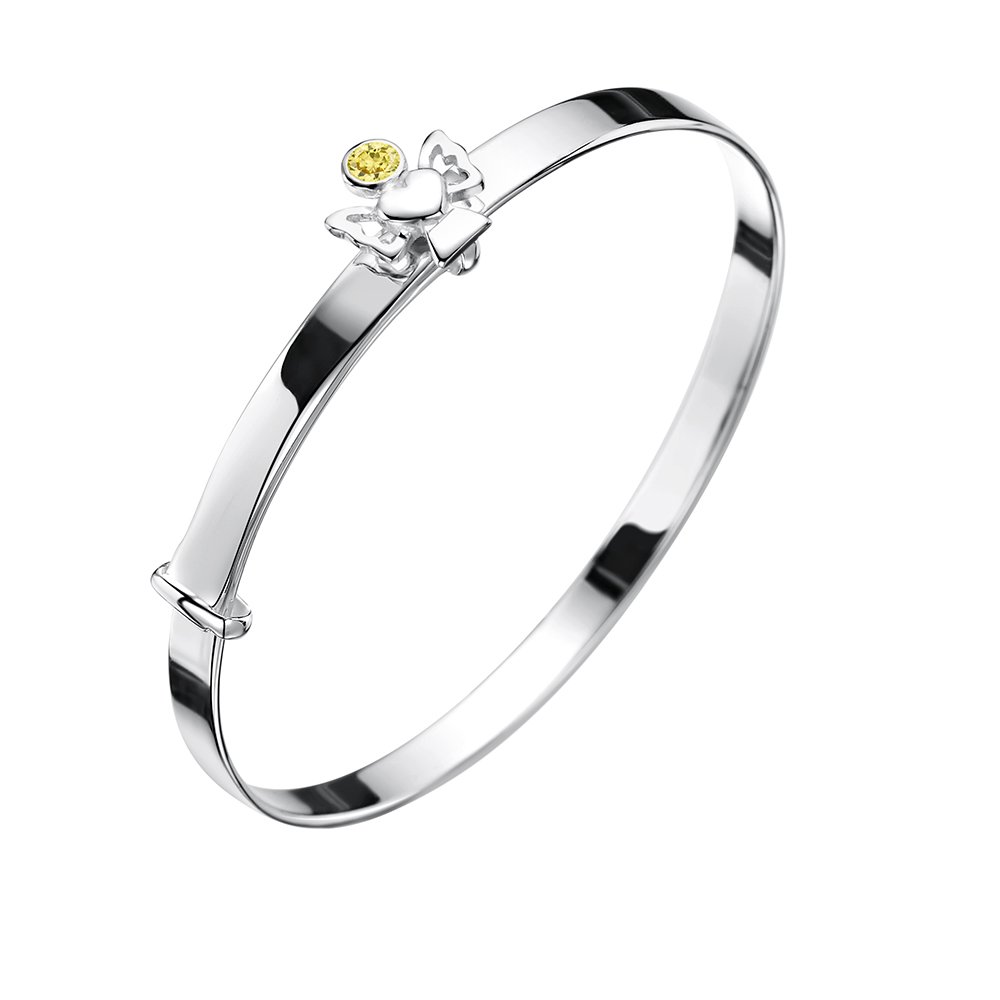 jo for girls sterling silver november birthstone angel bangle