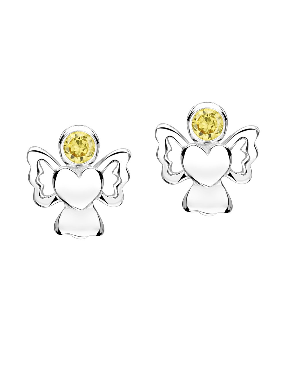 jo for girls sterling silver november birthstone angel stud earrings