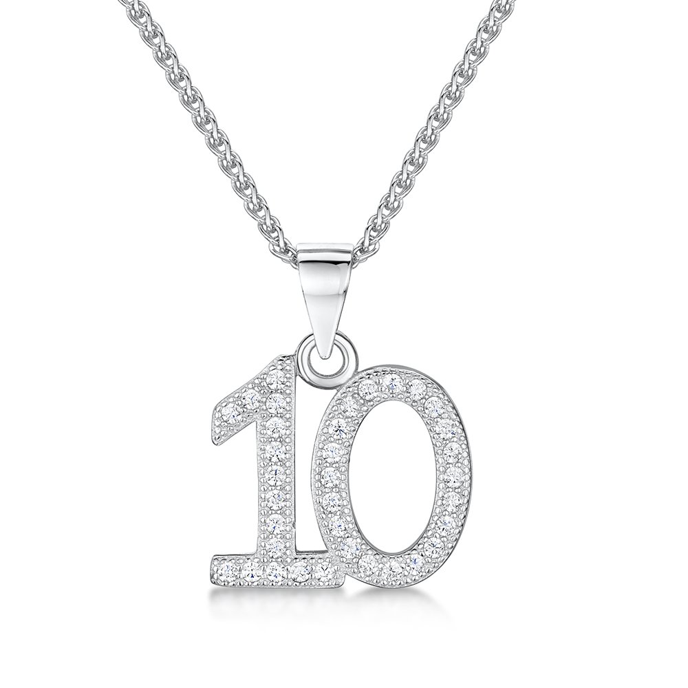 jo for girls sterling silver number '10' cubic zirconia pendant