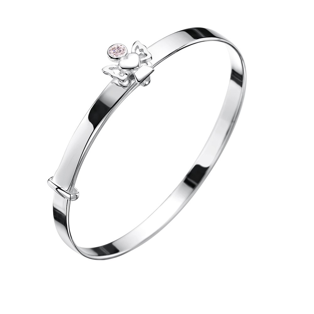 jo for girls sterling silver october birthstone angel bangle