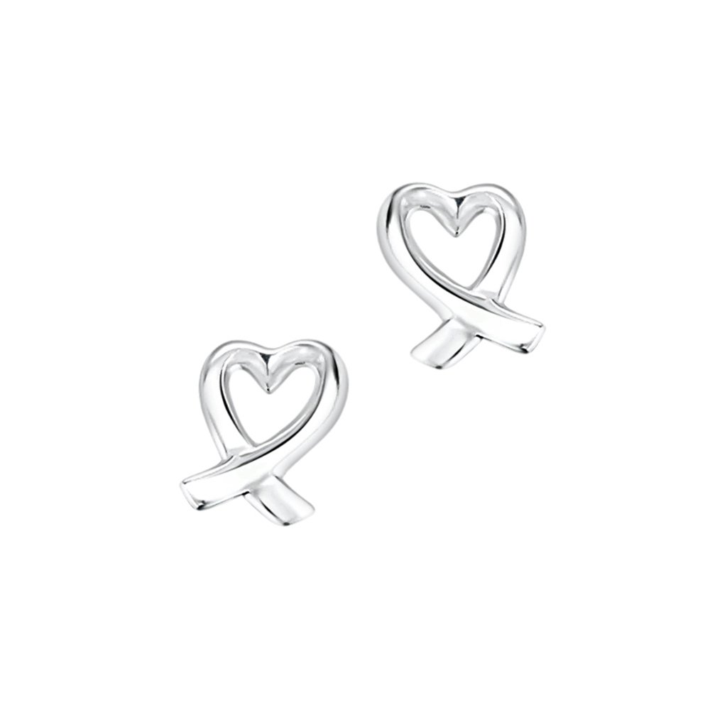 jo for girls sterling silver open crossover heart stud earrings