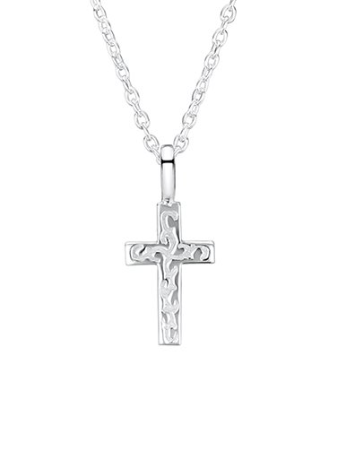 jo for girls sterling silver patterned cross pendant