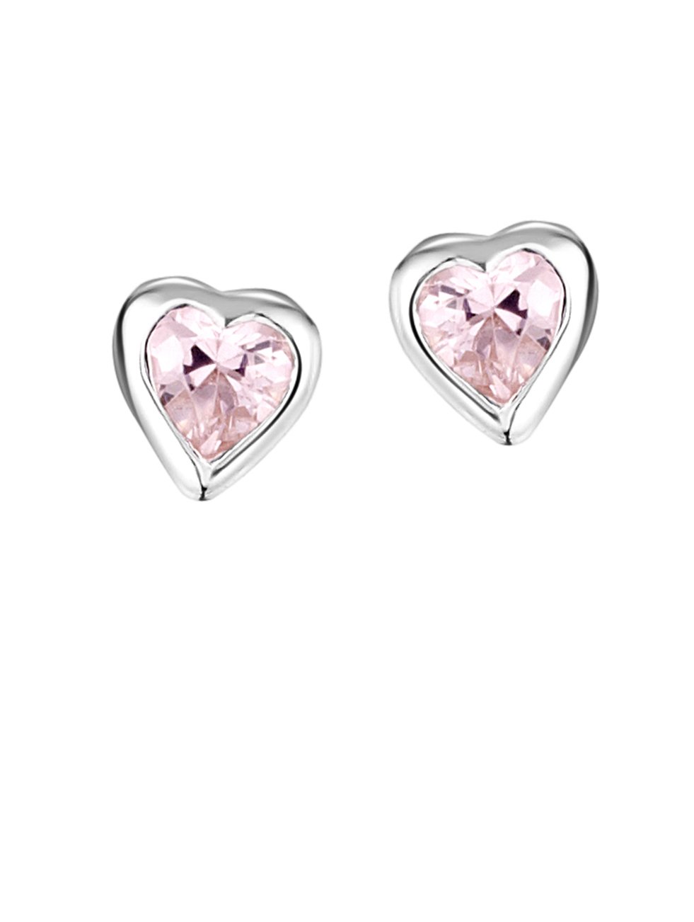 jo for girls sterling silver pink cz heart stud earrings