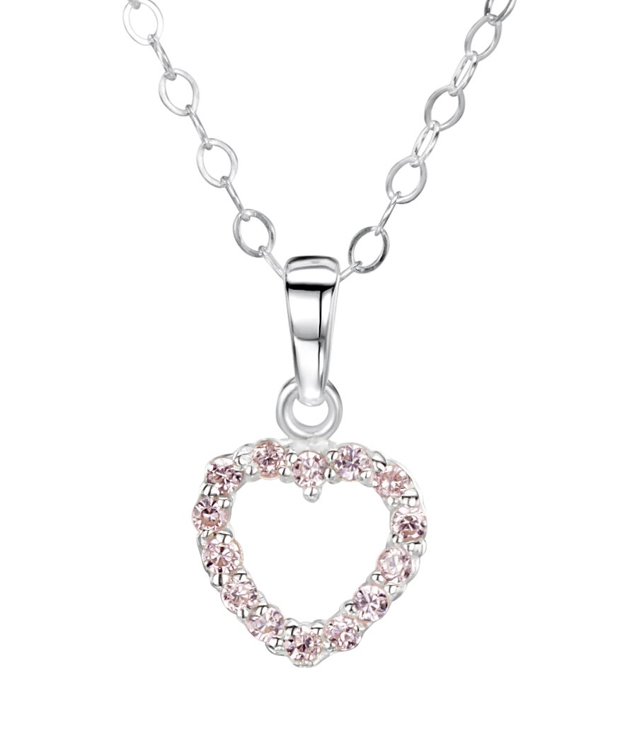 jo for girls sterling silver pink cz open heart pendant