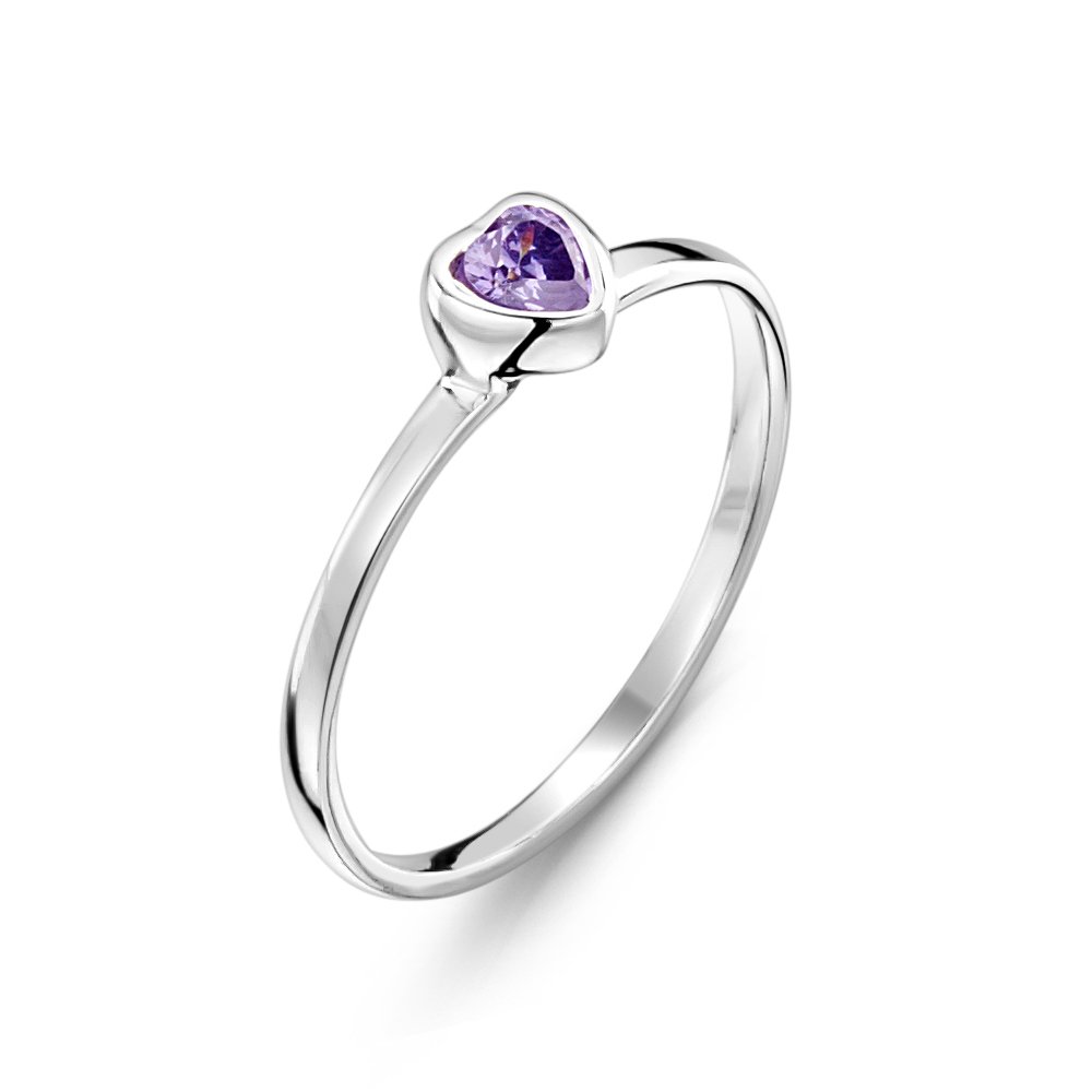 jo for girls sterling silver purple cubic zirconia heart ring