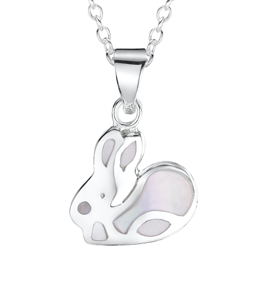 jo for girls sterling silver rabbit pendant with Mother of Pearl
